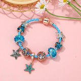 Crystal Starfish Charm Bracelet Leather Chain Women's Jewelry Gift