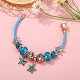 Crystal Starfish Charm Bracelet Leather Chain Women's Jewelry Gift