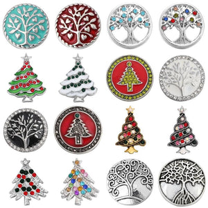 5pcs/lot Mixed Charms Crystal Rhinestone Tree Snap Buttons