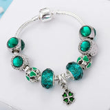 Green Crystal Beads Charm Bracelets For Women