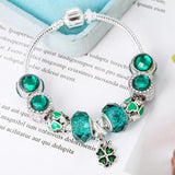Green Crystal Beads Charm Bracelets For Women