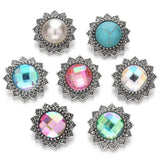 5pcs Snap Jewelry Rhinestone Flower 18mm Snap Buttons Fit 20mm 18mm Leather