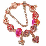 Snake Chain Crystal Heart Charms Bracelet DIY Jewelry