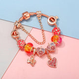 Snake Chain Crystal Heart Charms Bracelet DIY Jewelry