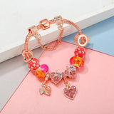 Snake Chain Crystal Heart Charms Bracelet DIY Jewelry