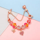 Snake Chain Crystal Heart Charms Bracelet DIY Jewelry