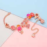 Snake Chain Crystal Heart Charms Bracelet DIY Jewelry