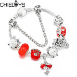 Red Lucky Bag Piggy Bank Beads Pendant Charm Bracelet For Women