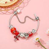 Red Lucky Bag Piggy Bank Beads Pendant Charm Bracelet For Women