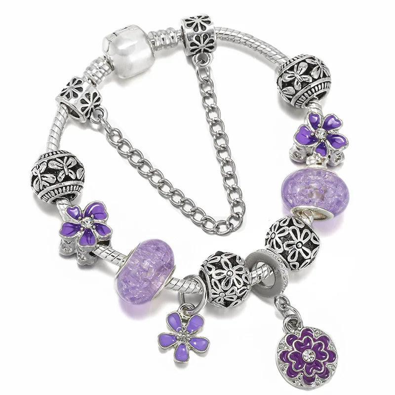 Flower Crystal DIY Bracelet with Butterfly Charms - High-Quality Jewelry