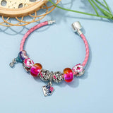 Pink Leather Chain Bracelet with Pansy Helium Balloon Beads
