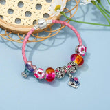 Pink Leather Chain Bracelet with Pansy Helium Balloon Beads