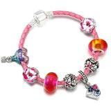Pink Leather Chain Bracelet with Pansy Helium Balloon Beads
