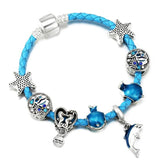 Leather Chain Charm Bracelets With Dolphin Shell Beads