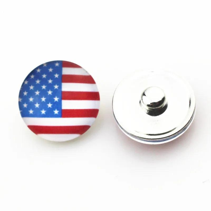 American Flag Snap Button Charms for 18mm Bracelets and Necklaces