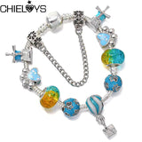 Charm Bracelet Snake Chain Windmill Hot Air Balloon DIY Charms Beads Pendants