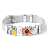 Rose Stainless Steel Mesh Bracelet Set with Heart Lock Charm Bangle