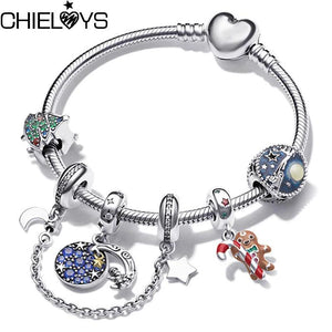 Crystal Astronaut Pendant Charm Bracelet for Women