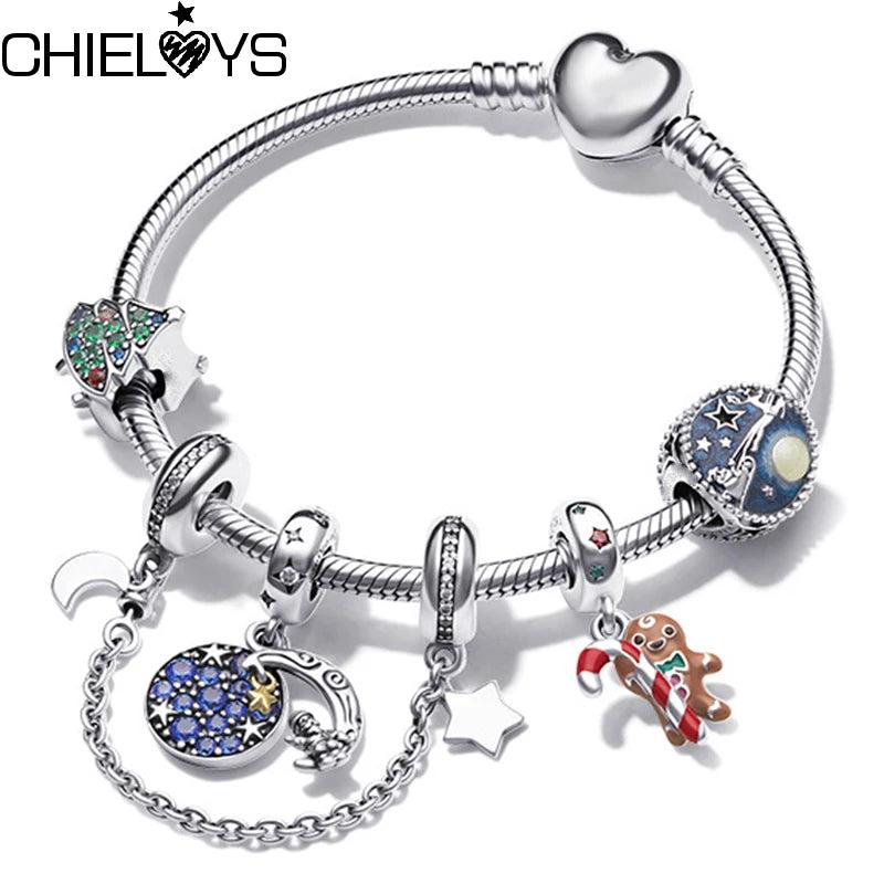 Crystal Astronaut Pendant Charm Bracelet for Women