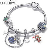 Crystal Astronaut Pendant Charm Bracelet for Women