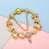 Sunflower DIY Charm Bracelet With Snake Chain for Women