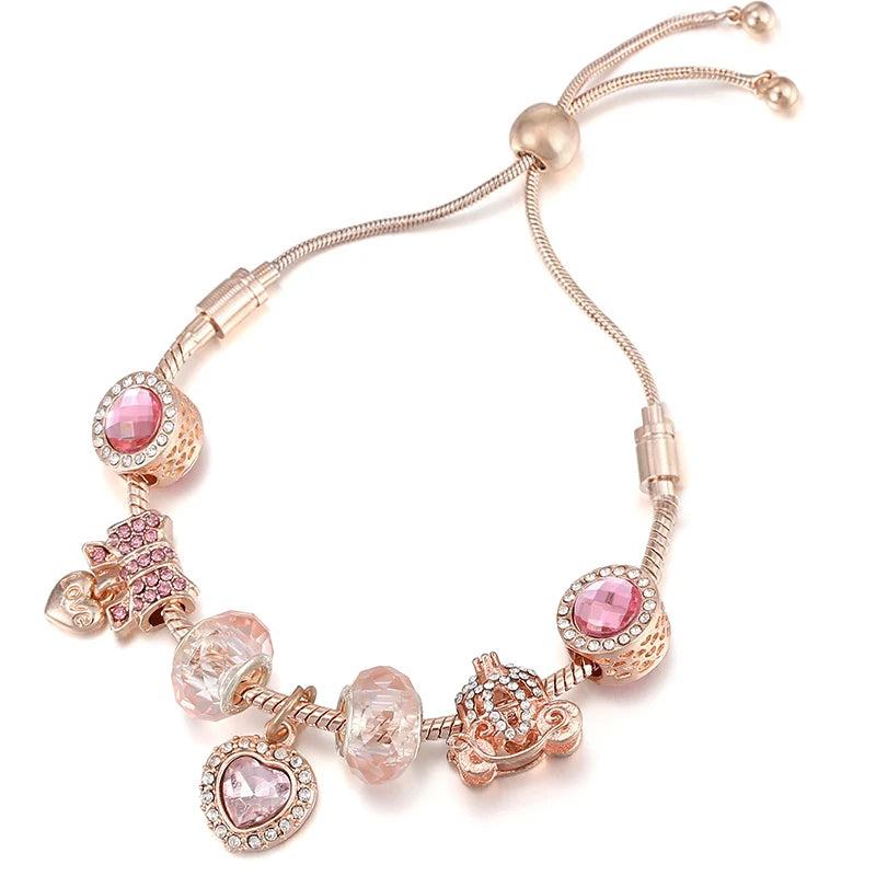 Crystal Love Heart Pendant Bracelet Charm Bracelet Christmas Gift