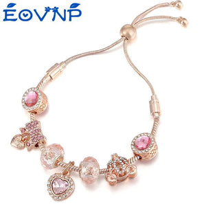 Crystal Love Heart Pendant Bracelet Charm Bracelet Christmas Gift