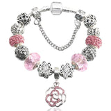 Classic Style Charm Bracelet with Flower Beads for DIY Jewelry Gift