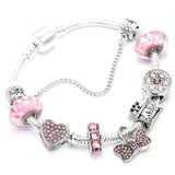 Bowknot Beads Charm Bracelets For Women Silver Chain Couple Jewelry Gift