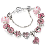 Bowknot Beads Charm Bracelets For Women Silver Chain Couple Jewelry Gift