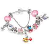 Bowknot Beads Charm Bracelets For Women Silver Chain Couple Jewelry Gift