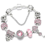 Bowknot Beads Charm Bracelets For Women Silver Chain Couple Jewelry Gift