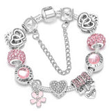 Bowknot Beads Charm Bracelets For Women Silver Chain Couple Jewelry Gift