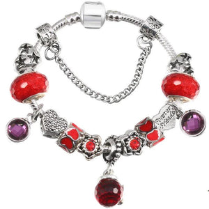 Crystal Heart Bead Charm Bracelet for Women DIY Bangles Jewelry