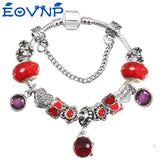 Crystal Heart Bead Charm Bracelet for Women DIY Bangles Jewelry