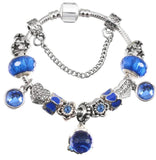 Crystal Heart Bead Charm Bracelet for Women DIY Bangles Jewelry