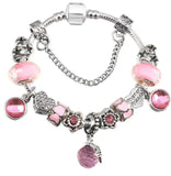 Crystal Heart Bead Charm Bracelet for Women DIY Bangles Jewelry
