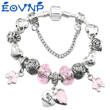 Heart Beads Charm Bracelets DIY Bangles Mother's Jewelry Gift