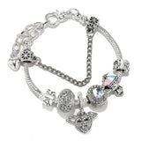 Crystal Wing Heart Charm Beads Pendant DIY Bracelet