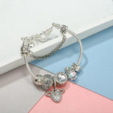 Crystal Wing Heart Charm Beads Pendant DIY Bracelet