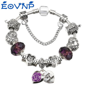 Charm Bracelet With First MY MOM Pendant - Mother's Jewelry