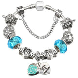 Charm Bracelet With First MY MOM Pendant - Mother's Jewelry