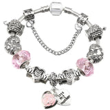 Charm Bracelet With First MY MOM Pendant - Mother's Jewelry