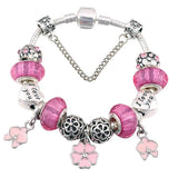Flower Bead Charm Bracelet for Women, DIY Bangles Jewelry Gift