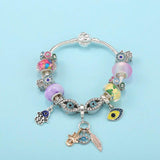 Crystal Eyes Beads Charm Bracelets With Silver Bracelet For Women Men Bijoux