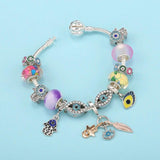 Crystal Eyes Beads Charm Bracelets With Silver Bracelet For Women Men Bijoux