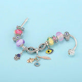 Crystal Eyes Beads Charm Bracelets With Silver Bracelet For Women Men Bijoux