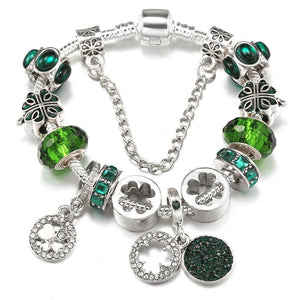 Tricolor Grass Beads Charm Bracelet with Safety Chain for Women Men Girl