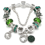 Tricolor Grass Beads Charm Bracelet with Safety Chain for Women Men Girl