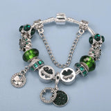 Tricolor Grass Beads Charm Bracelet with Safety Chain for Women Men Girl